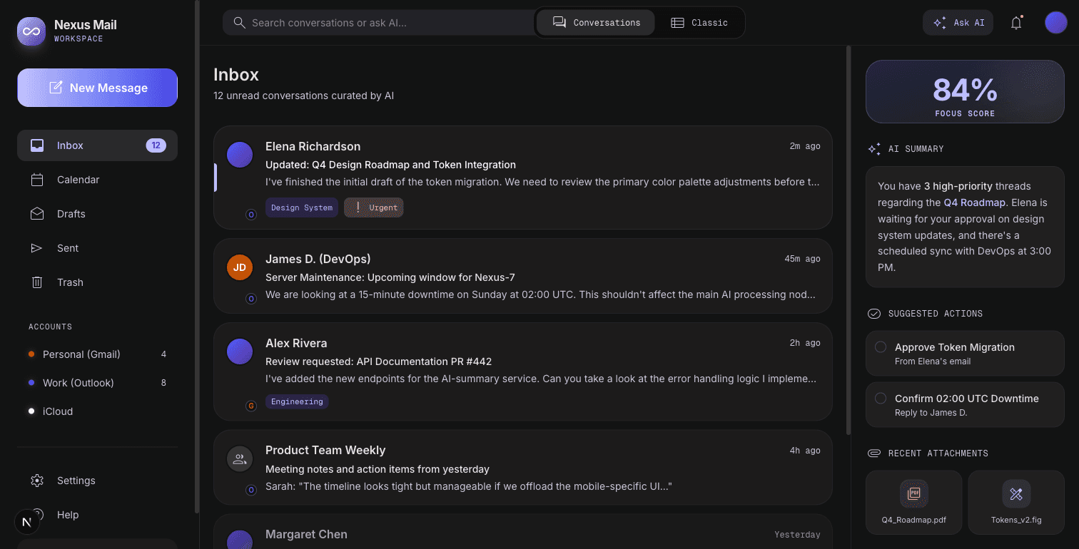 Kross chat-style inbox